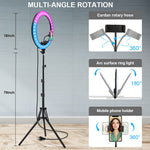 Premium 18" RGB Ring Light with Adjustable Tripod Stand: Take Your Vlogging to the Next Level