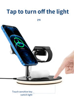 Elegant 3-in-1 Wireless Charger with Base Lamp for Convenient Charging and Lighting