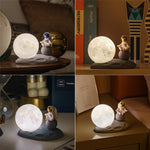 3D Printed Lunar Explorer Desk Lamp with Astronaut