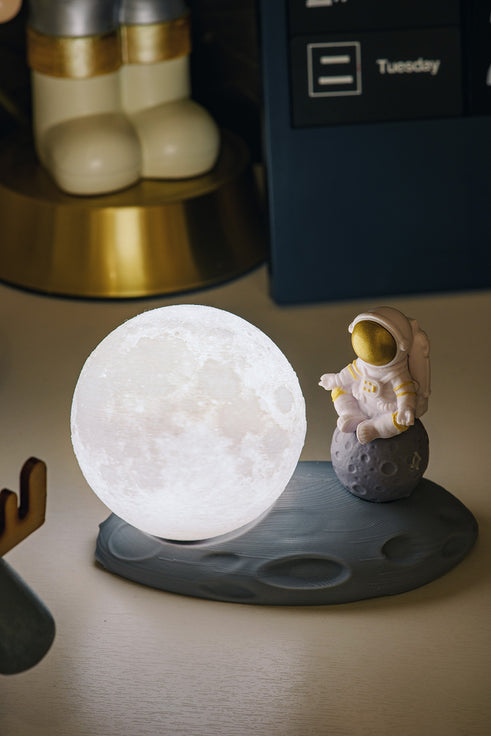 3D Printed Lunar Explorer Desk Lamp with Astronaut